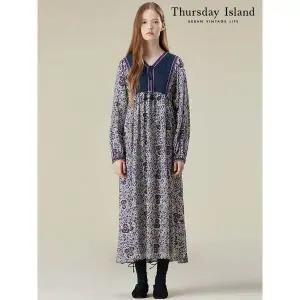 [써스데이아일랜드]퀼팅 보더 패턴 원피스 T236MOP164W _P402544168