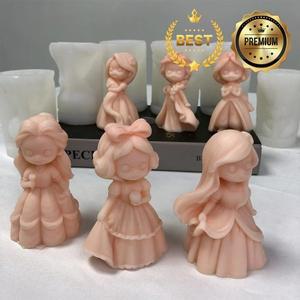 6공주 인형 실리콘 캔들 몰드 3D 소녀 초상화 석고 에폭시 만들기 용품 수제 비누 초콜릿 아이스 큐브 베이