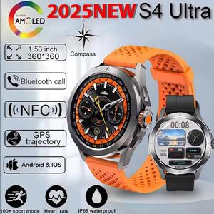 Xiaomi S4 울트라 스마트 팔찌 남성용 시계 AMOLED HD 스크린 블루투스 통화 GPS 궤적 NFC 심박수 나침반 S