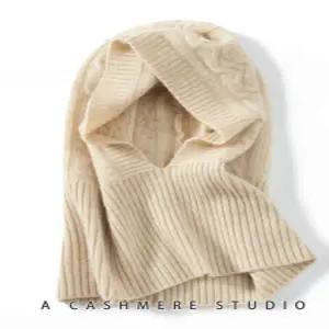 럭셔리무드 캐시미어100 꽈배기 바라클라바 넥워머