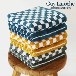 [기라로쉬] 30수 뱀부 180g 체스 그리드 세면타올 (40x80cm) 6매