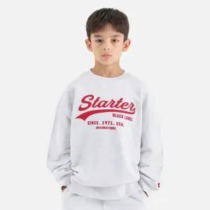 [스타터 블랙라벨 키즈]레터링 로고 맨투맨 (멜란지 화이트) ST253IMM03_MWH