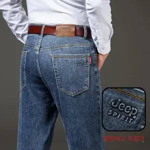 JEEP SPIRIT 가을 겨울 남성 캐주얼 루즈 스트레이트 미드웨스트 워시드 청바지