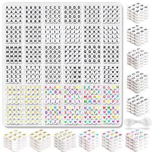 2080PCS 레터 비즈, 3가지 색상의 A-Z 알파벳 우정 팔찌용, 화이트 골드 컬러 라운드 틴 걸 선물용 (4x7mm)