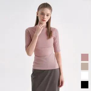 스컬피그 골지 하프넥 5부 소매 티셔츠 (4컬러)