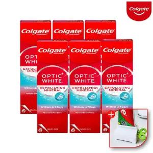 [콜게이트] 미국 불소 충치 미백 화이트닝 옵틱화이트 엑스폴리에이팅 치약 100gx6개+치약짜개