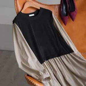 (안나앤플러스) 브렌 레이어드 배색 원피스[드레스DYK72] 빅사이즈