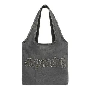 SUPERDRY 워시드 데님 쇼퍼백 블랙