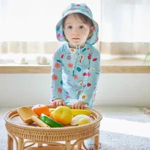 [보리보리/삐까부]스마일 민트 유아 아기 우주복 래쉬가드(유아 수영복)