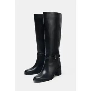 [국내] 자라 ZARA 버클 청키 힐 부츠 - 블랙 2000/610/800 5358136 신발