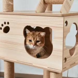 캣타워 숨숨집 고양이 투명해먹 스크래쳐포함 6단 원목