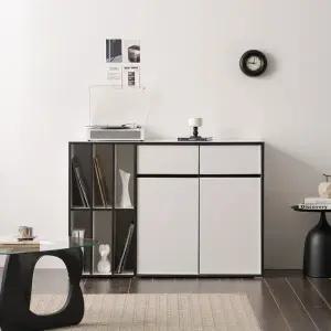 보루네오 마르체 바움 1200 와이드 LP보관 + 2칸 감성 서랍수납장 BOW539C (착불)