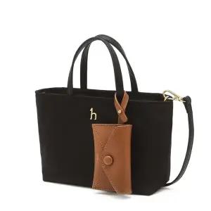 [헤지스](광주신세계)[아이코닉] 나일론 블랙 퍼피 로고 토트겸 숄더백 S (카드참 SET) HIBA5F859BK