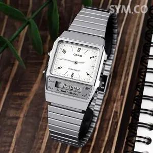 [카시오] AQ-800E-7A2 빈티지 복각 디자인 아나디지 캐쥬얼 남녀공용 메탈시계 c
