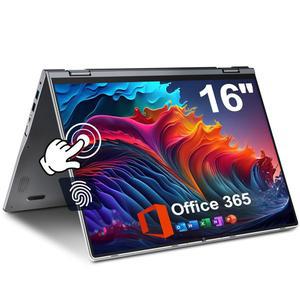 점퍼 2 in 1 노트북, 16인치 컨버터블 노트북 컴퓨터, IPS FHD 360도 터치스크린, 640GB 스토리지, 16GB RAM, 지문 리더, 백라이트 키보드, 셀러론 N50