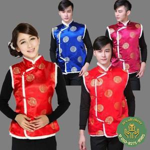 중국 전통 새해 남성용 의류 조끼 당나라 드래곤 피닉스 치파오 탑 한푸 스타일 블라우스