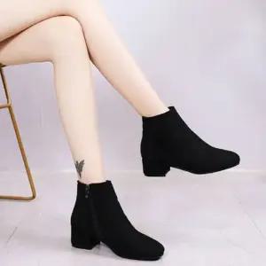 스웨이드 지퍼 앵클부츠 가을 미들힐 베이직 숏부츠 미들힐 가을 겨울 숏부츠