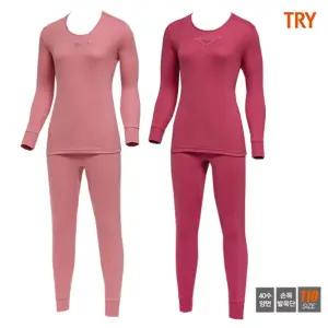 홈란쥬 트라이 여성 뷰티 솔리드 면100% 내복 상하 세트J42