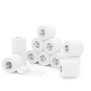 OK 테이프 자체 부착 응집력 붕대 랩 12팩, 2인치 X 5야드, 부직포 접착 운동용 테이프, 수의사 밴드 엄지손가락 손목 발목용 (흰색)