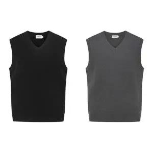 [롯데백화점]리얼지오지아 2컬러] 워셔블 소프트터치 솔리드 브이넥 니트 조끼 ADE4ES1901