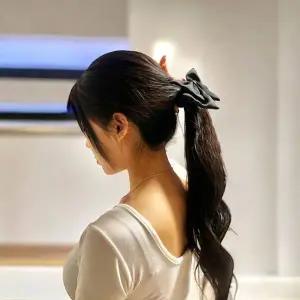 [콩심팥심]머리끈 곱창 블랙 리본머리끈 헤어끈 대형