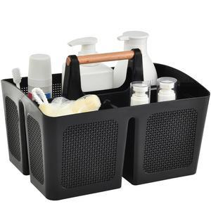 욕실 대학 블랙 캐디 휴대용 플라스틱 캐디 위한 손잡이가 ALINK 토트 있는 청소 기숙사 바구니 분할 보관 샤워 정리함 필수품을