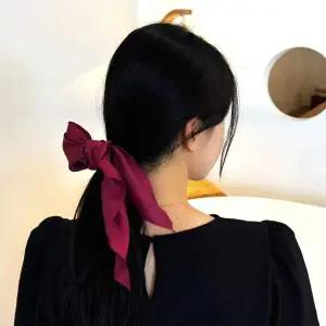 리본머리끈 대형 곱창머리끈 밴드 와인레드