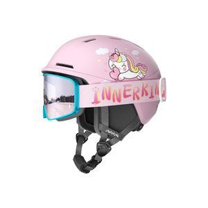 이너킹 키즈 스키 헬멧 및 고글, 경량 남아 헬멧, 강화 PC 쉘 & 충격 흡수 EPS 폼 부드러운 안감, 여자 스노보드 10 통풍구, 청소년용 스노우 스포츠