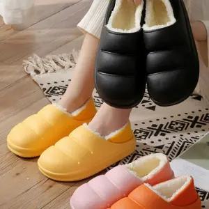 가볍고 보온성이 좋은 통굽 식빵모양 방한슬리퍼 털슬리퍼 방한슬리퍼 겨울슬리퍼 실내슬리퍼 층간소음실내
