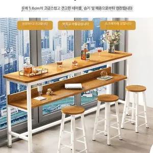 긴책상 2단 선반 테이블 노트북 벽면 미용실