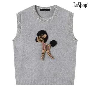 유니크 지브라 자수 니트 베스트 (DP4VW006A)