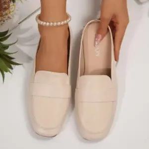 |CCS7D22|여성 정통 가죽 뮬 블로퍼 플랫 슈즈