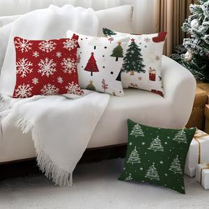 크리스마스 쿠션커버 북유럽쿠션 쇼파쿠션 눈송이 인테리어 쿠션 장식 커버 베개 침실 소파 트리와 거실 폴리에스테르