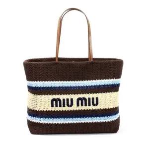 미우미우 가방 토트백 라피아 우븐 5BG228 2DO3 F04EM