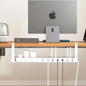 [오즈리빙]무타공 멀티탭 정리함 콘센트 충전기 공유기 전선 케이블 선정리 책상 선반 트레이 거치대