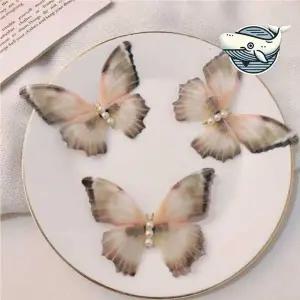 엘프풍 조화나비 헤어핀 진주장식 악어집게핀