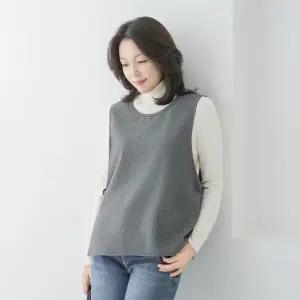 엄마옷 마담4060 조끼 데일리 중년여성 포켓기모단추-YVE2510023-