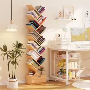 원목 사선 책장꽂이 스탠드 책장 9단 북트리 삼중직 원색