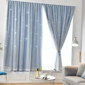 별빛 커튼 펀칭 레이어드 침실 암막 커튼 인테리어 방한 사계절 무타공 붙이는 가리개 햇빛 원룸 타공