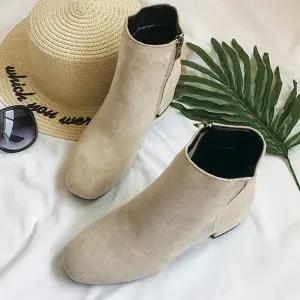 [유토피아]베이지색 여성구두 가을 앵클부츠 낮은굽 신발 여자구두 구두 앵글쿠츠