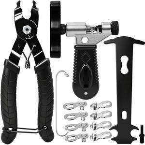 SBGGRL 자전거 체인 공구 수리 키트, 제거 공구, 브레이커 & 플라이어 체커 싱글 6/7/8/9/10/11 스피드 체인, 기어용 링크 누락 4쌍