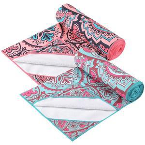 투돔로 요가 타월 2개, 논슬립 핫 요가 매트 타월 73인치 x 25인치 부드러운 땀 흡수 요가 담요 멀티컬러 요가 액세서리 운동 타월, 헬스장 바이크람 필라테스 요가, 핑크 블루