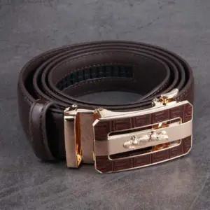 남성용 정장 가죽 벨트 자동 버클 브라운 고급 데일리 액세서리