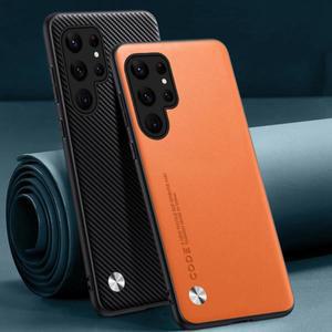 삼성 갤럭시 S22 용 고급 PU 가죽 케이스 실리콘 전체 보호 백 커버 5G용