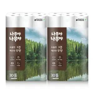 미래생활 도톰한 3겹 깨끗한 무향 27m 30롤x2팩