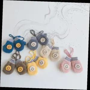 유아 뽀글 장갑 스마일 자수 겨울 방한 아동 벙어리 털장갑 어린이 미끄럼방지