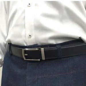 페이크 핀버클 가죽 자동벨트 블랙