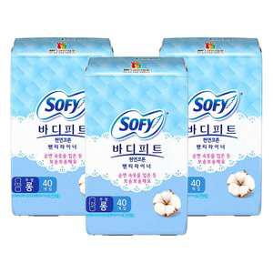 쏘피 바디피트 천연코튼 라이너 무향 롱 40매, 3개