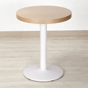 화이트 철제 일자형 다리 원형 600 무늬목 상판 2인용 사무실 조립식 상담실 테이블