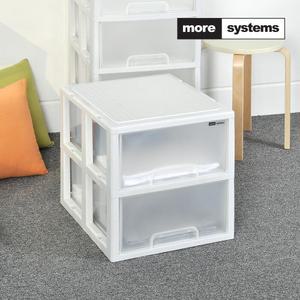 클래식 2단 플라스틱 서랍장 수납정리함 반투명서랍